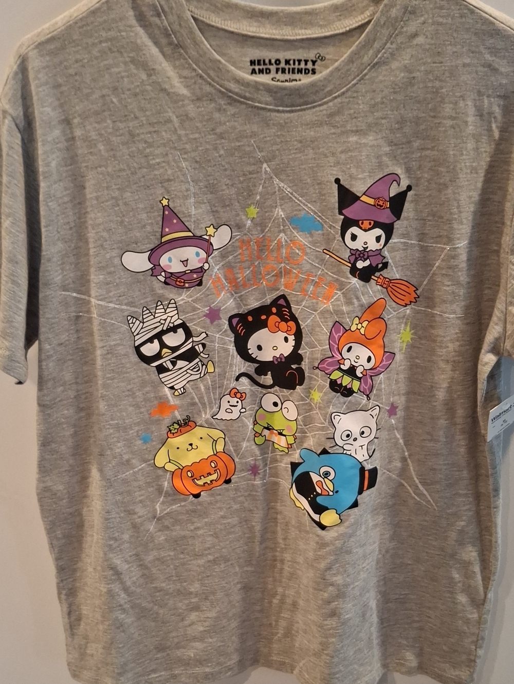 Sanrio Gray Halloween Character Tee with Multi-Color Prints